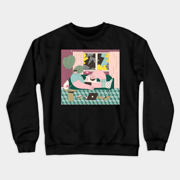 Green Ilustration art Crewneck Sweatshirt by Donkina